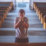 man, praying, church